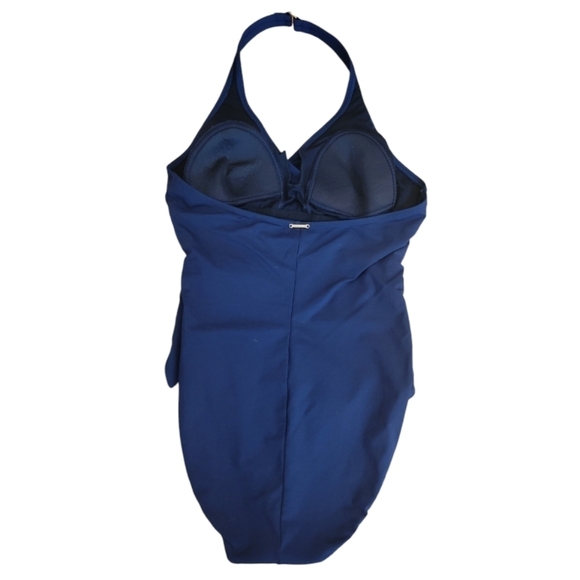 Anne Cole Navy Blue Halter Neck Swimsuit Size 18 - Picture 3 of 4